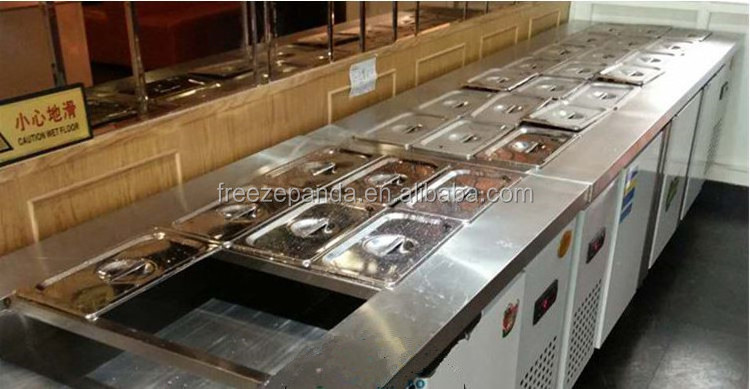 commercial salad bar food fruits and vegetable display chiller cooler fridge refrigerator with stand countertop