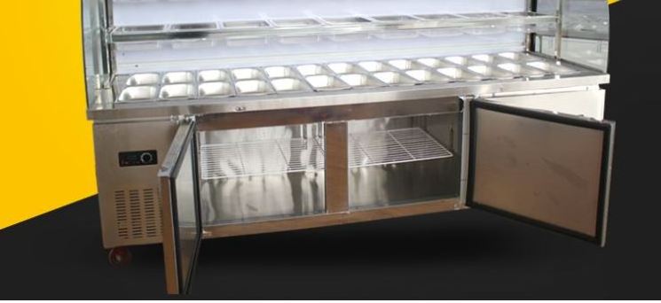 commercial salad bar food fruits and vegetable display chiller cooler fridge refrigerator with stand countertop