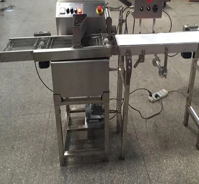 mini size shop using small snack chocolate coating tempering enrober enrobing machine with cooling tunnel