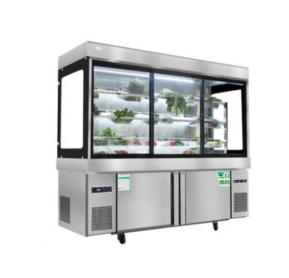 commercial salad bar food fruits and vegetable display chiller cooler fridge refrigerator with stand countertop