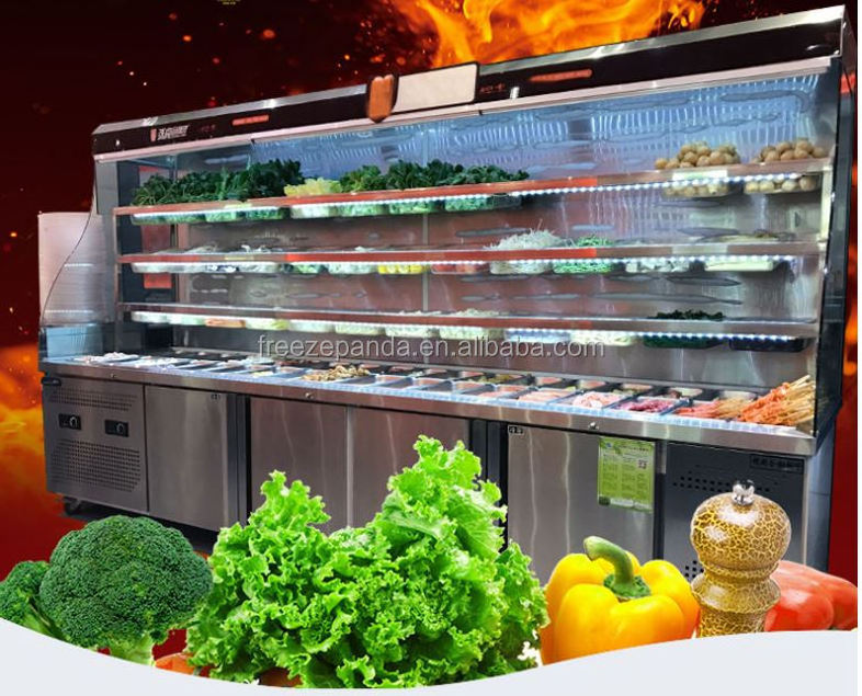 commercial salad bar food fruits and vegetable display chiller cooler fridge refrigerator with stand countertop