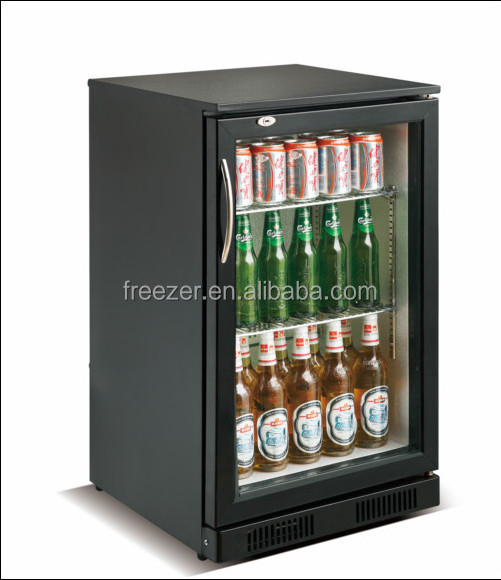 Black Powder Coated Kitchen Outdoor R134a Glass Door Mini Bar Fridge with lock