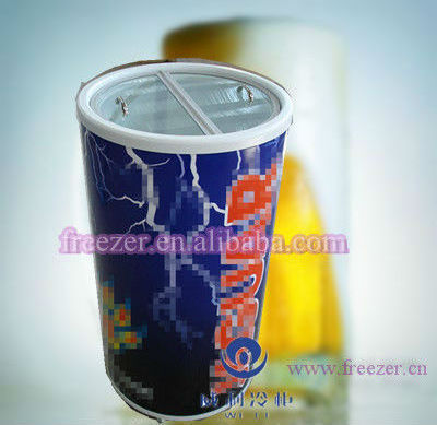 40L-75L Round Hot Sales Rfrigerated Can Cooler/Top Open Tempered Glass Door Can Shaped Cooler Refrigerator