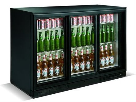 338L business mini beverage fridge display cooler Back Bar Beer Bottle three sliding doors showcase refrigerator freezer