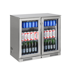 SC-208F Double Glass Door Embossed Aluminum Inner Material Beer Bottle Cooler Bar Fridge