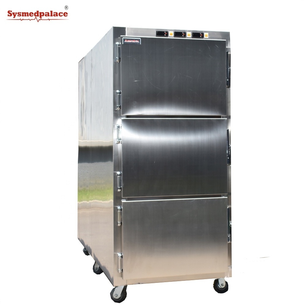 SYSMEDPALACE 3 cabinet mortuary freezer cadaver cooler storage funeral home equipment supplies