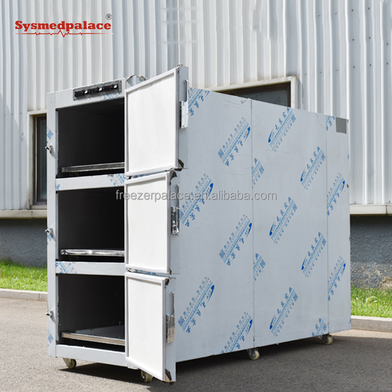 SYSMEDPALACE 3 cabinet mortuary freezer cadaver cooler storage funeral home equipment supplies