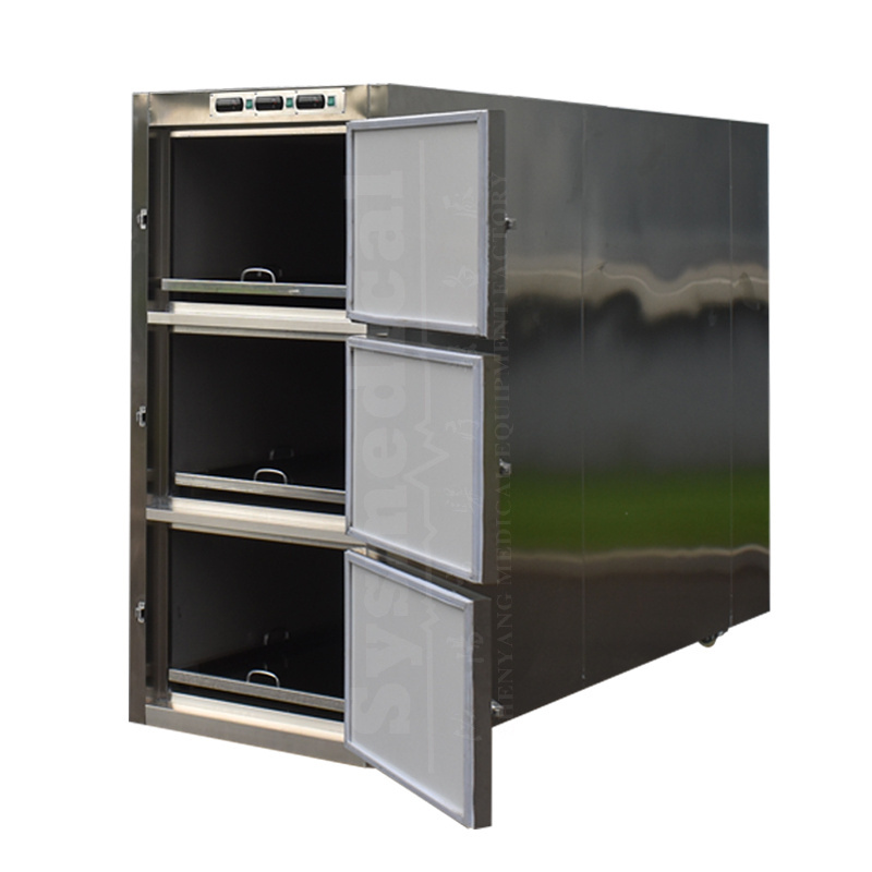 SYSMEDPALACE 3 cabinet mortuary freezer cadaver cooler storage funeral home equipment supplies