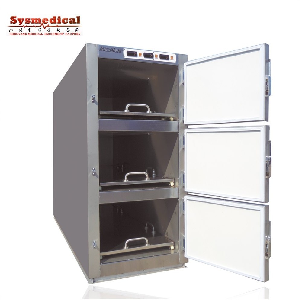 SYSMEDPALACE 3 cabinet mortuary freezer cadaver cooler storage funeral home equipment supplies