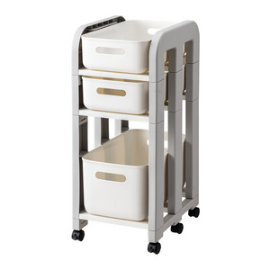 2Tier Bathroom Organizers Rolling Utility Cart Slide Out Storage Shelves Slim Storage Cart for Kitchen