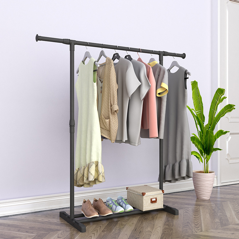 Mobile Stand Hanger Vertical Plastic Folding Drying Clothes Rack Double Pole Cloth Rack