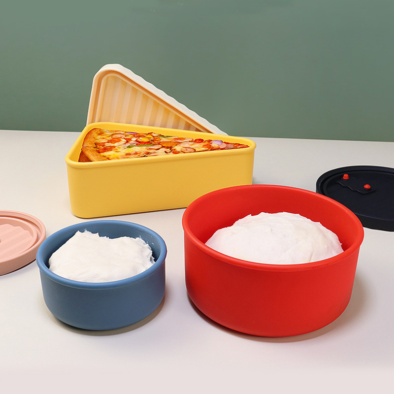 Food grade Silicone Pizza Dough Proofing Containers and Lids silicone lunch bento box