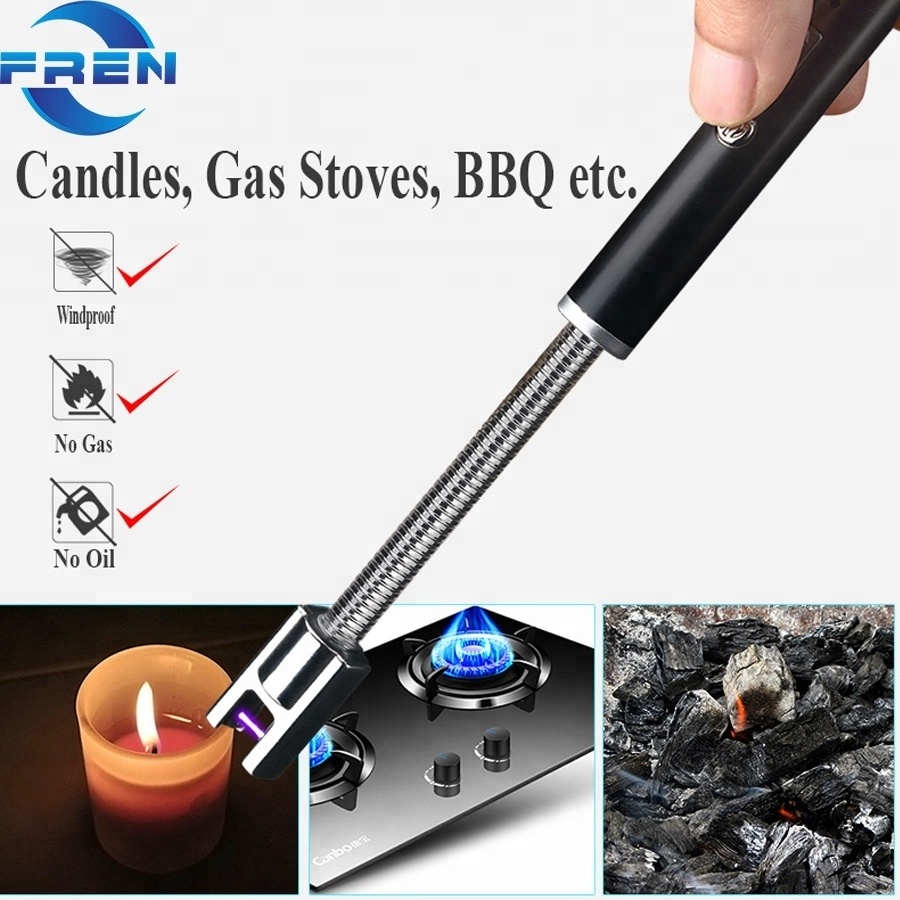 Cheap Eco-Friendly USB Long Stick Plasma Kitchen BBQ Lighter Electric Wedding Candle Arc lighter customs Logo