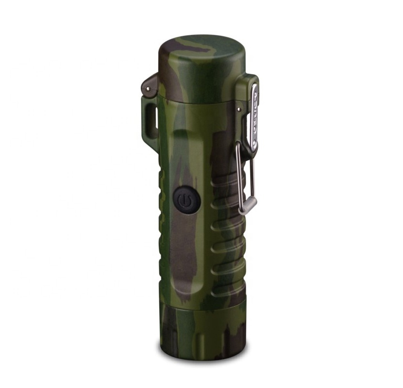 Outdoor Survival Flashlight Tool Camping Waterproof Fire Make Lighter  Rechargeable Double ARC Plasma Lighter Best Business Gift