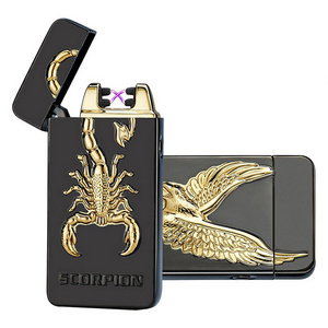 Hot Sale Promotion Gift USB Electronics Rechargeable Cigarette Lighter Double arc Flameless Windproof Dragon Tiger Lighter