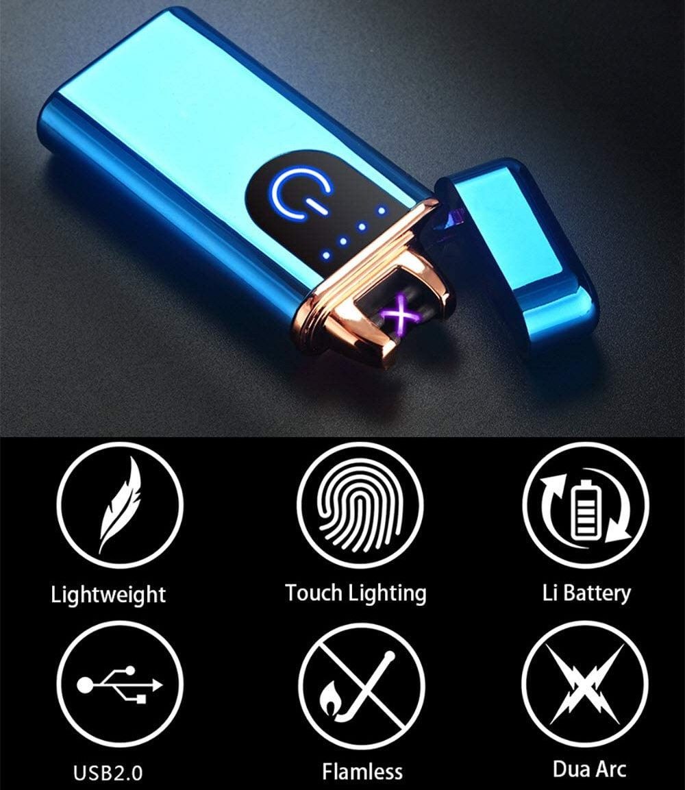 Wholesale Metal Rechargeable LED Switch Flameless Smoking Cigarette Lighter Ignition USB Fireplace Lighter Best Business Gift