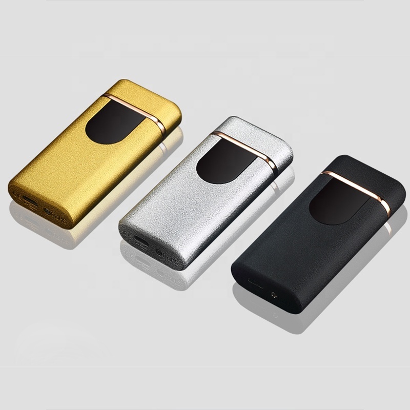 Customize Logo Boyfriend Gift Double Arc Windproof Cigarette Lighter Portable Electricity Display USB Charging Lighter