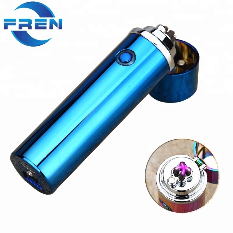 Dual Arc Electronic Cigarette Lighter USB Metal Rechargeable Windproof Flameless Electric Lighters Plasma Cigar Lighter