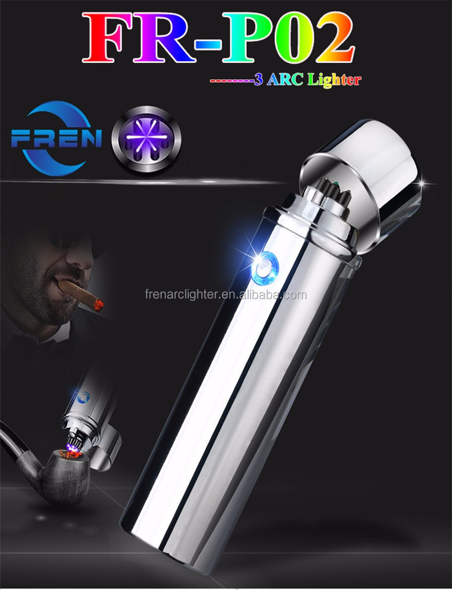 Wholesale Cool  Electric Custom Logo 3 Arc Plasma Lighter USB Rechargeable Electronic Candle Lighters