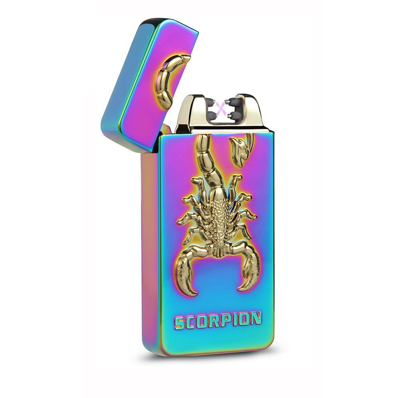 Hot Sale Promotion Gift USB Electronics Rechargeable Cigarette Lighter Double arc Flameless Windproof Dragon Tiger Lighter