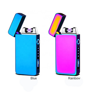 Zinc Alloy high quality cigarette lighter No Oil No Gas rechargeable double arc lighter Metal Lighter Business Gift