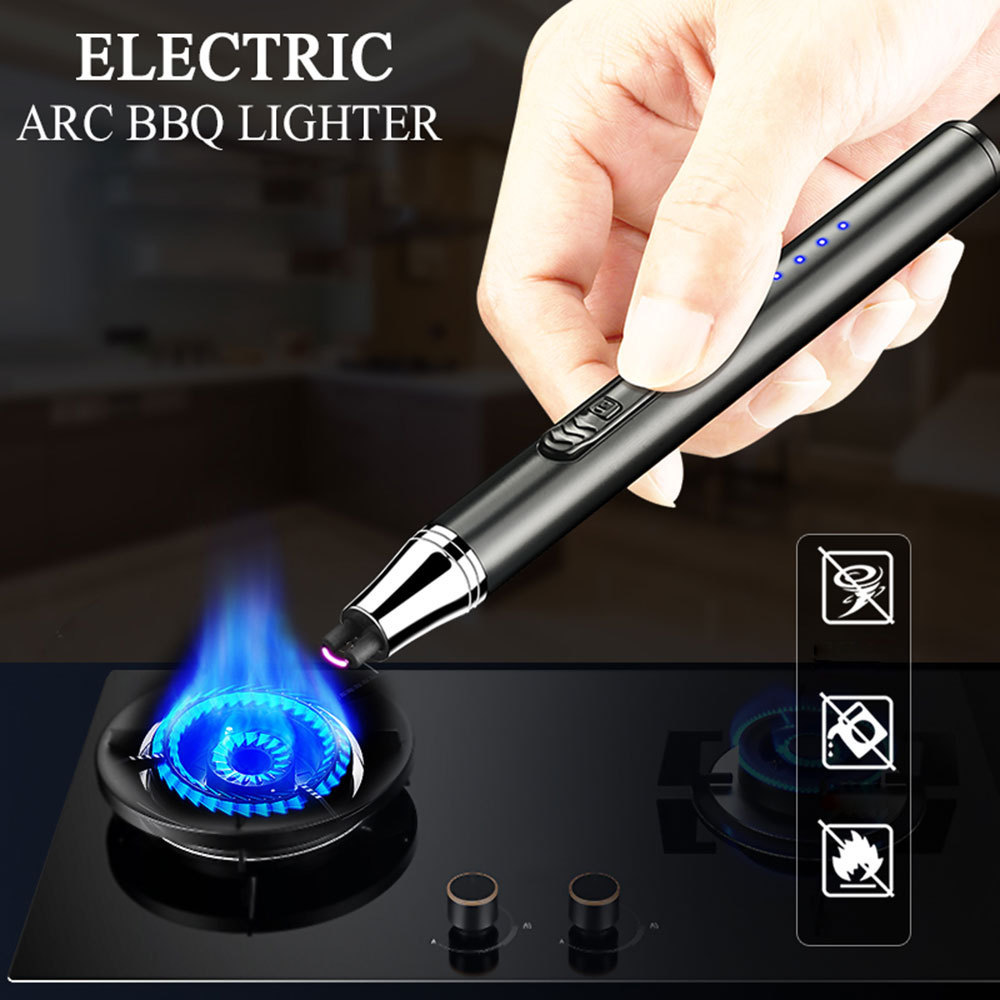 Mini Electric Wedding Candle Lighter Rechargeable Arc Windproof Flameless Camping Fire Stove Lighters Custom Logo