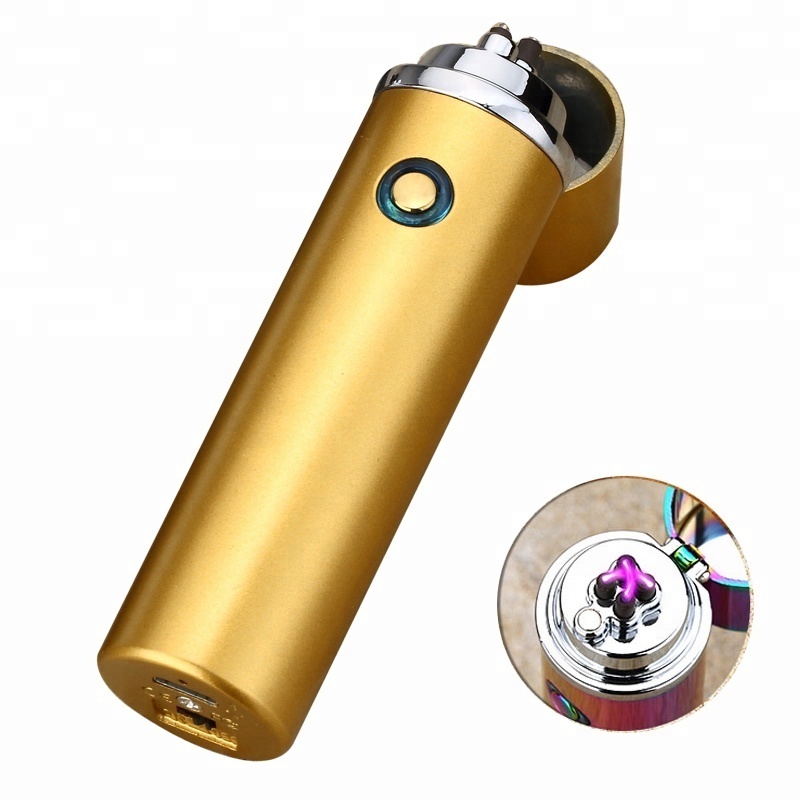 Dual Arc Electronic Cigarette Lighter USB Metal Rechargeable Windproof Flameless Electric Lighters Plasma Cigar Lighter