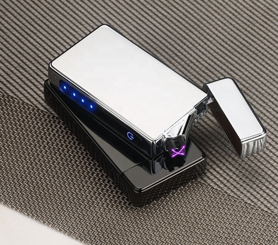 Metal Windproof Flameless Lighters Touch Sensing Double Arc USB Electronic Charging Lighter Best Business Gift