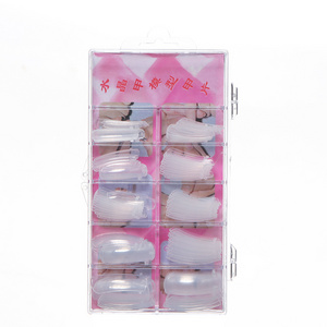 High Quality 100 pcs curved nail tips in a kit for extension gel soft full cover nail tips gel with nail glue