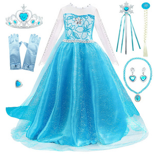 Long Sleeve Carnival Party Kids Cosplay Elsa Dress for Girls