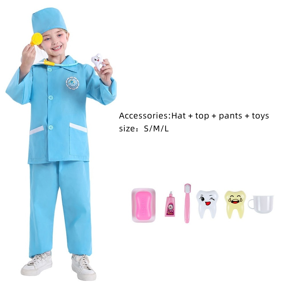 Children Cosplay Construction Worker Police Firefighter Doctor Surgeon Vest Dressing up Costumes For Kids