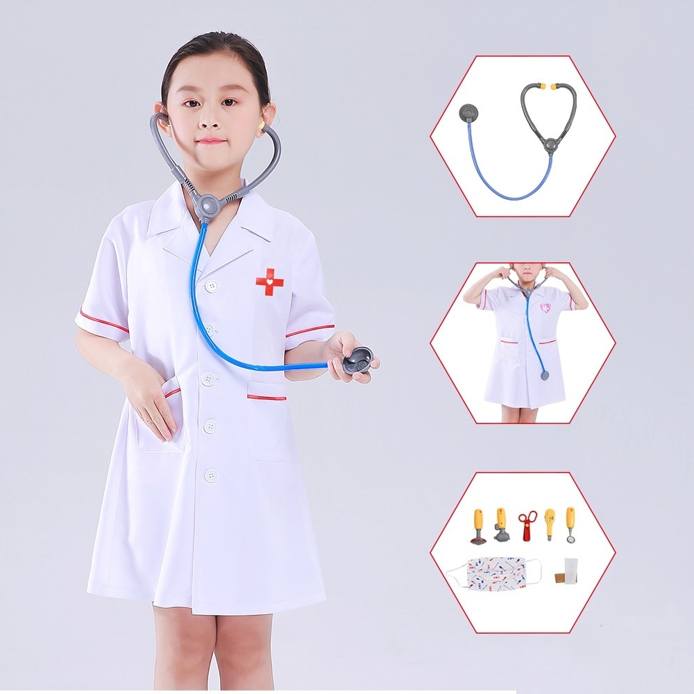 Children Cosplay Construction Worker Police Firefighter Doctor Surgeon Vest Dressing up Costumes For Kids