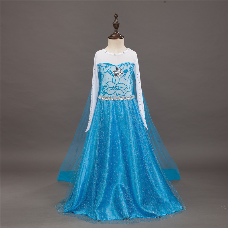 Long Sleeve Carnival Party Kids Cosplay Elsa Dress for Girls