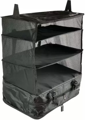 3 Layer Portable Luggage System Suitcase Organizer Collapsible Closet Hanging Travel Shelves and Packing Cube