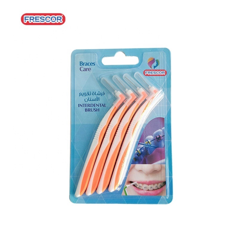 0.3MM 0.4MM 0.5MM 0.6MM 4PK private label interdental brush toothpick PP handle with rubber