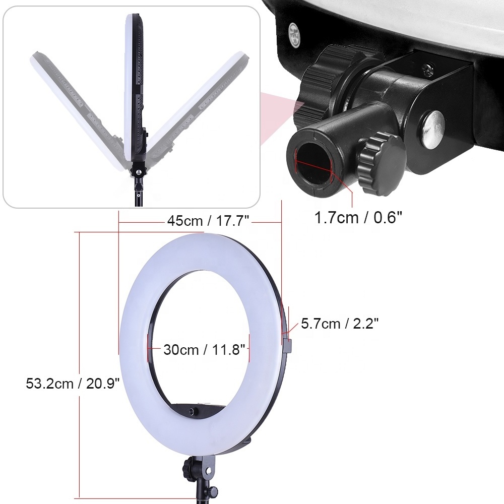 ring light 18 inch 3200-5600K 96w battery operated 480 led selfie ring light for photography