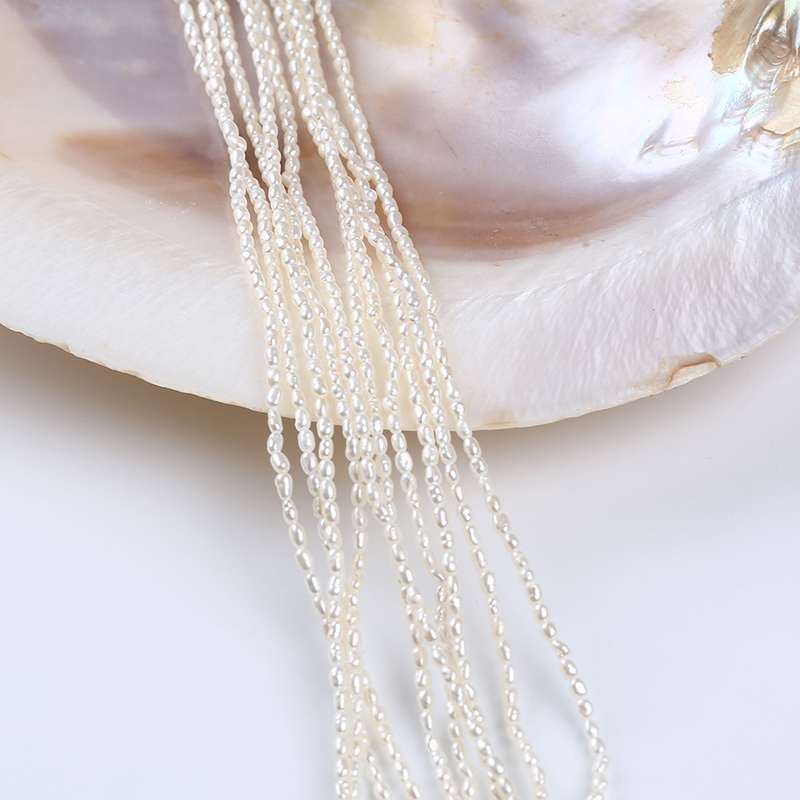 2-3mm Natural White Rice Tiny Loose Beads Real Freshwater Pearls Strand