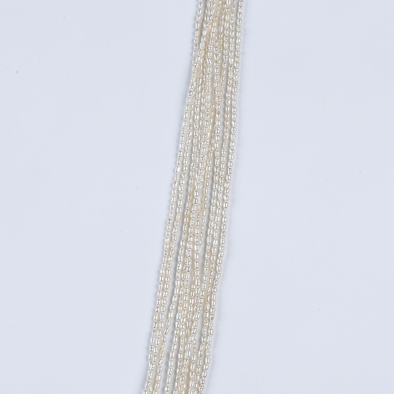 2-3mm Natural White Rice Tiny Loose Beads Real Freshwater Pearls Strand