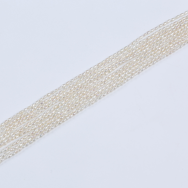 2-3mm Natural White Rice Tiny Loose Beads Real Freshwater Pearls Strand