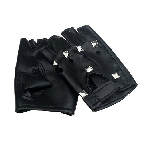 Brussels sports Fingerless Gloves Punk Hip Hop Pu Leather Motorcycle Half Finger Cycling Gloves Rivet Winter Warm Protective