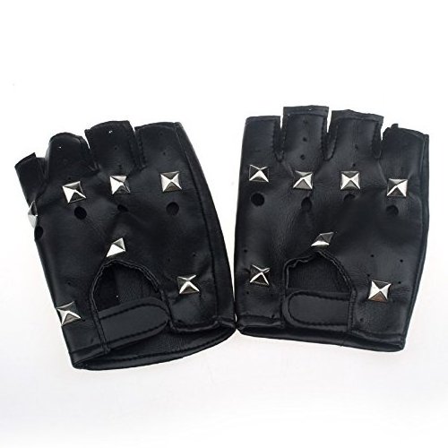 Brussels sports Fingerless Gloves Punk Hip Hop Pu Leather Motorcycle Half Finger Cycling Gloves Rivet Winter Warm Protective