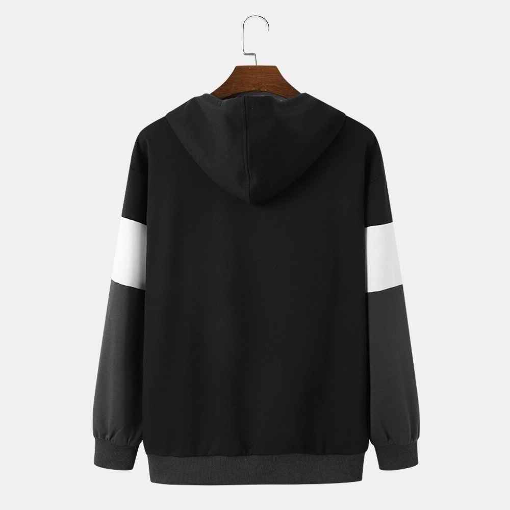 Wholesale Custom Oversized Man Pullover Hoodies Heavyweight Streetwear Fashion Hoodie Three Tone Black White Block Hoodies Men