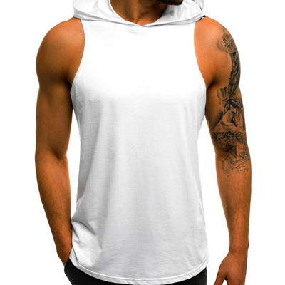 Mens Bodybuilding Stringer Workout Gym Hoodie Tank Top Fitness Hooded Shirt Vest