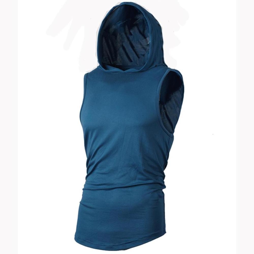 Mens Bodybuilding Stringer Workout Gym Hoodie Tank Top Fitness Hooded Shirt Vest