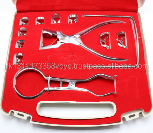 Rubber Dam Starter Kit of 12pcs with Frame Punch Clamps Dental Instruments