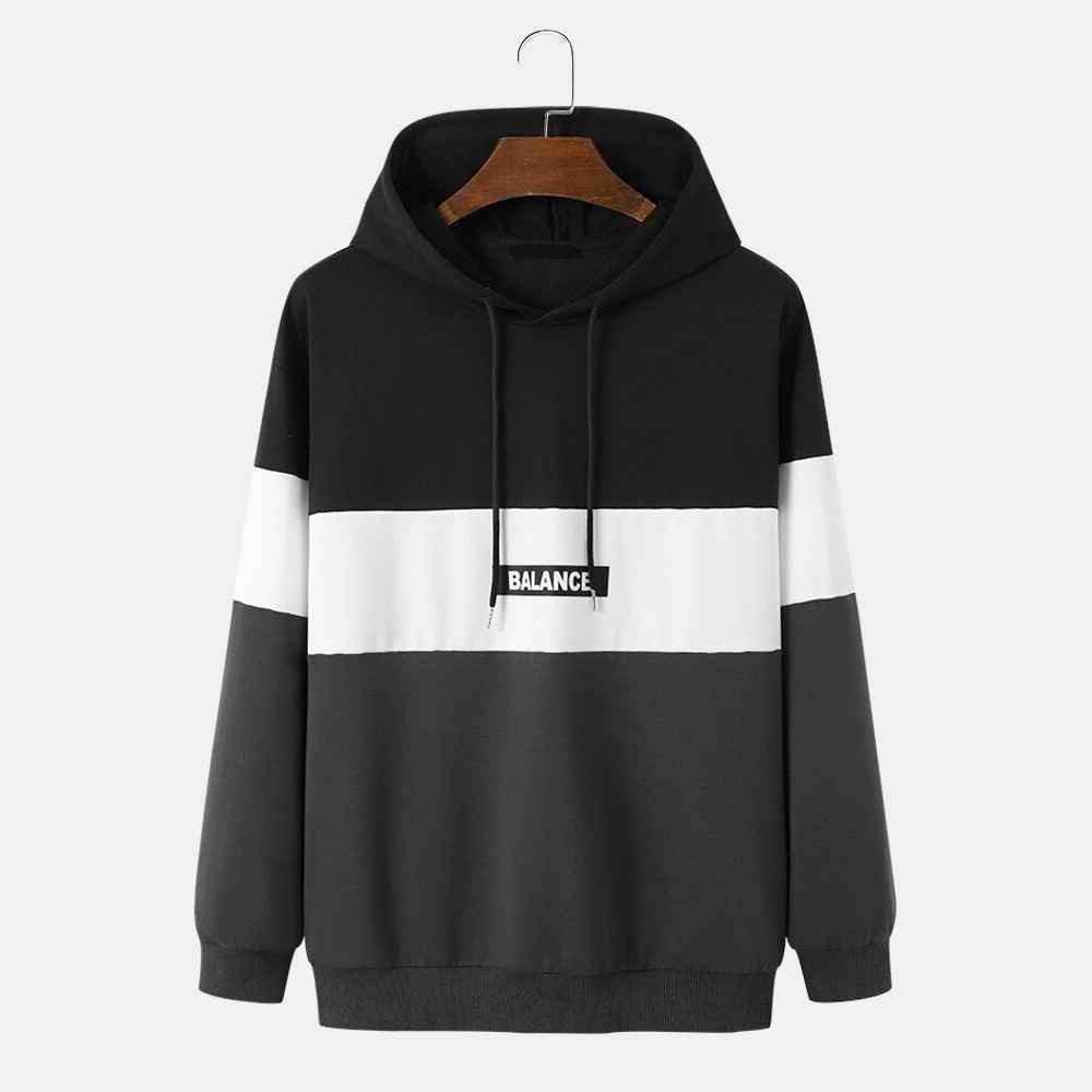 Wholesale Custom Oversized Man Pullover Hoodies Heavyweight Streetwear Fashion Hoodie Three Tone Black White Block Hoodies Men