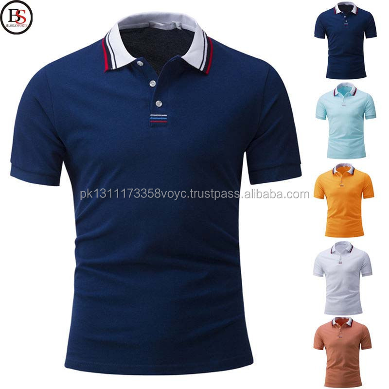 Wholesale custom embroidered logo high quality polo shirt Brussels Sports 2022 top trending yellow striped collar polo shirts