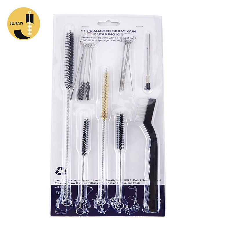 17 Piece spray gun pipe cleaning brush auto parts cleaning set gun brush mechanical cleaning nylon strip brush