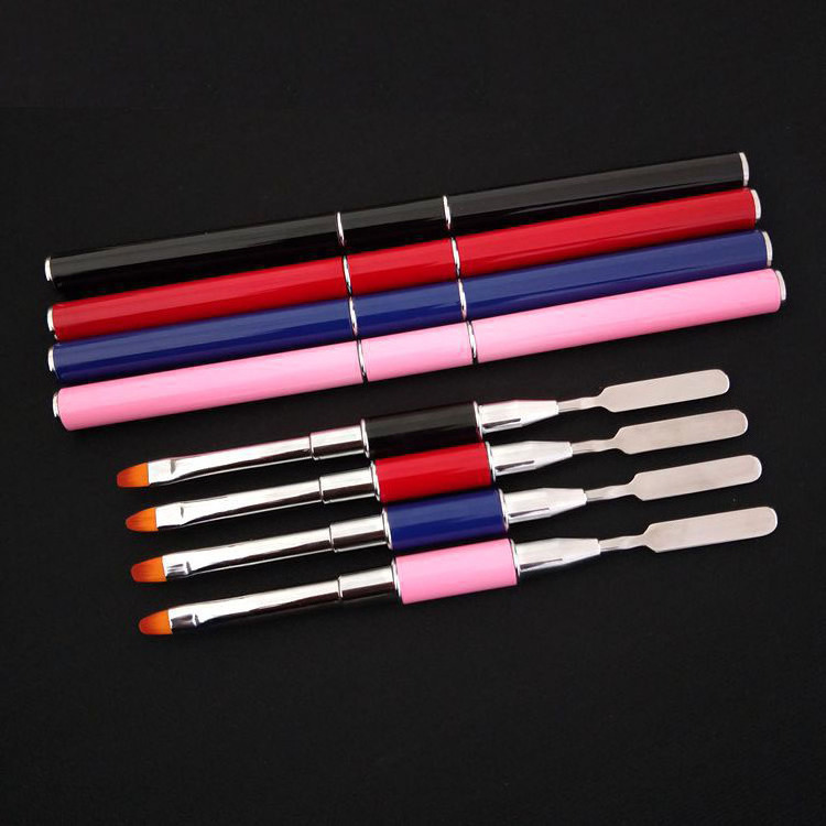 Poly Nail Gel Brush Picker Dual-Ended Nail Brush Painting Pen Nail Art Tool for Extension Gel Acrylic Polish 3D Flower Carving