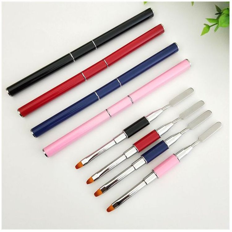 Poly Nail Gel Brush Picker Dual-Ended Nail Brush Painting Pen Nail Art Tool for Extension Gel Acrylic Polish 3D Flower Carving